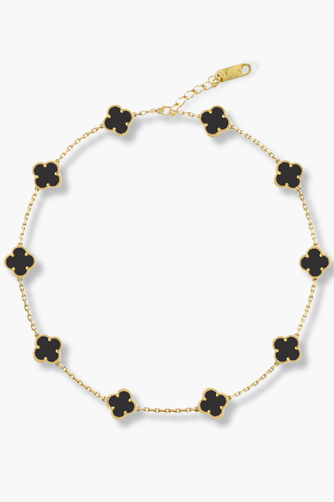 QTPI BLING Gold Plated Black 10 Motifs Necklace