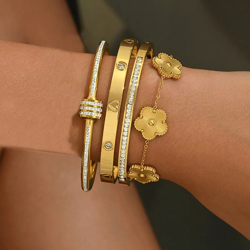 Gold Plated Waterproof Zircon Bangles