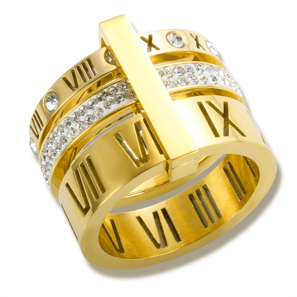 Times Square | 18k Gold Plated Roman Numerals Ring