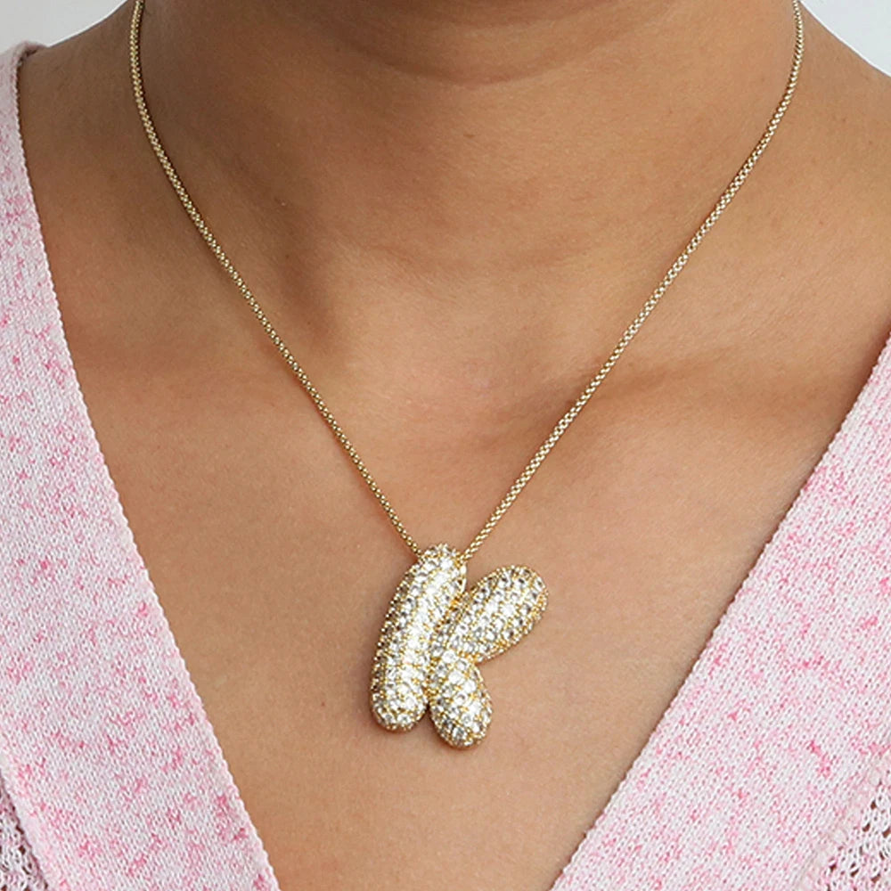 Bubble Alphabet - S/Steel Rope Chain Necklace