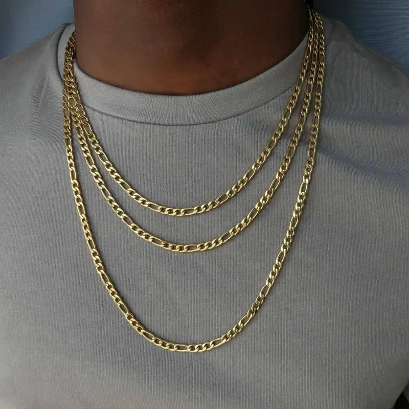 Unisex 18K Gold 4MM Figaro Chain