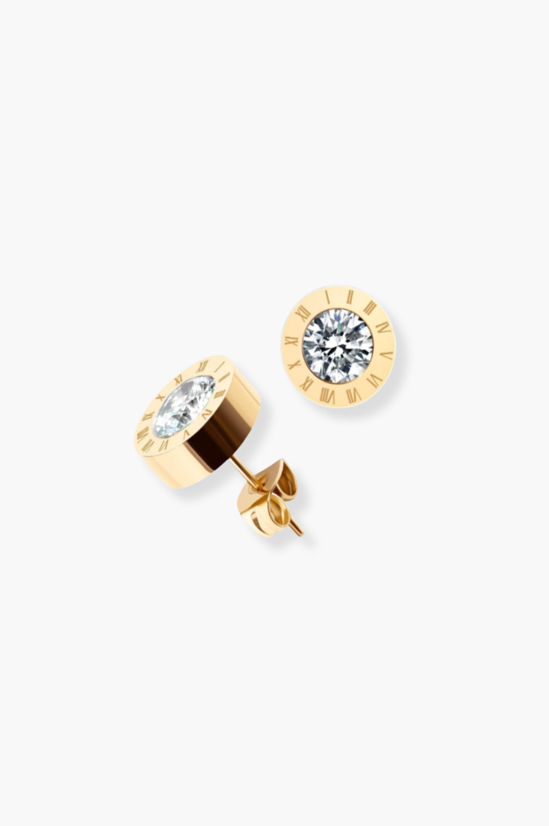 Elegant Gold Crystal Stud Earrings